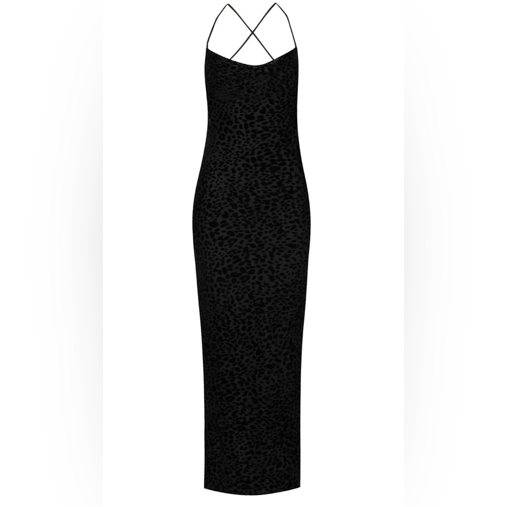 Storm Label Elegant Black Leopard Print Dress in Medium